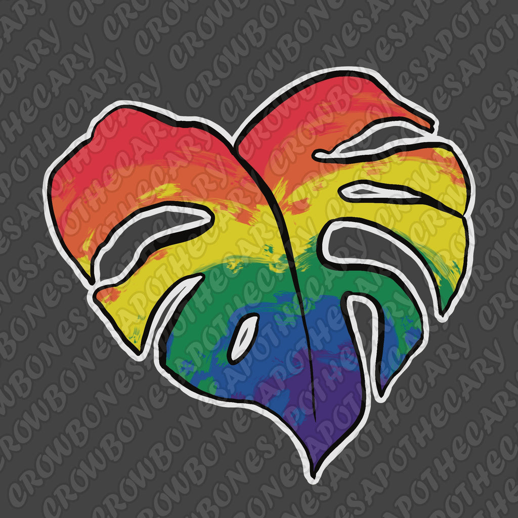 Rainbow Monster Leaf Sticker - 3 inch Vinyl Sticker