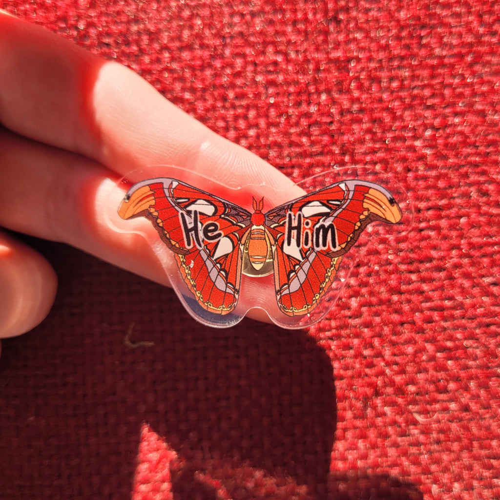 Moth Pronoun 2" Acrylic Pins