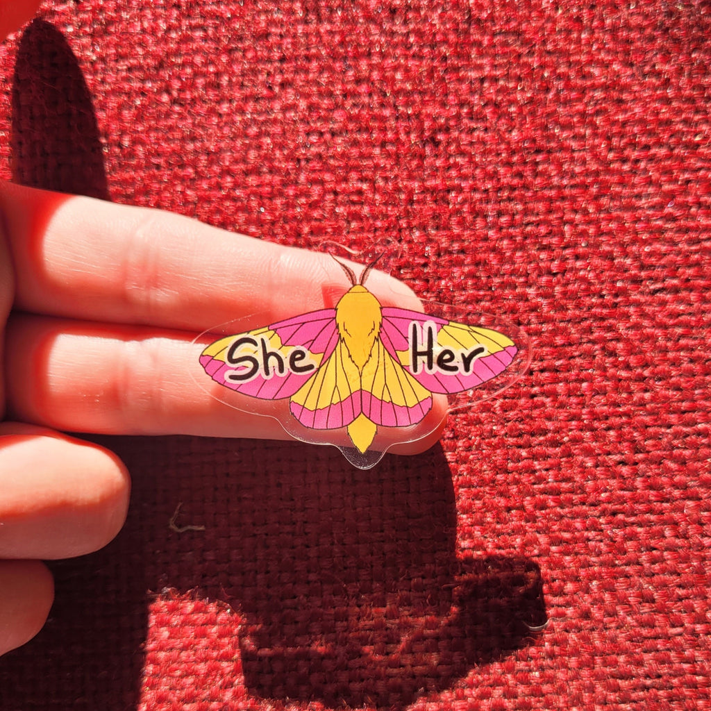 Moth Pronoun 2" Acrylic Pins