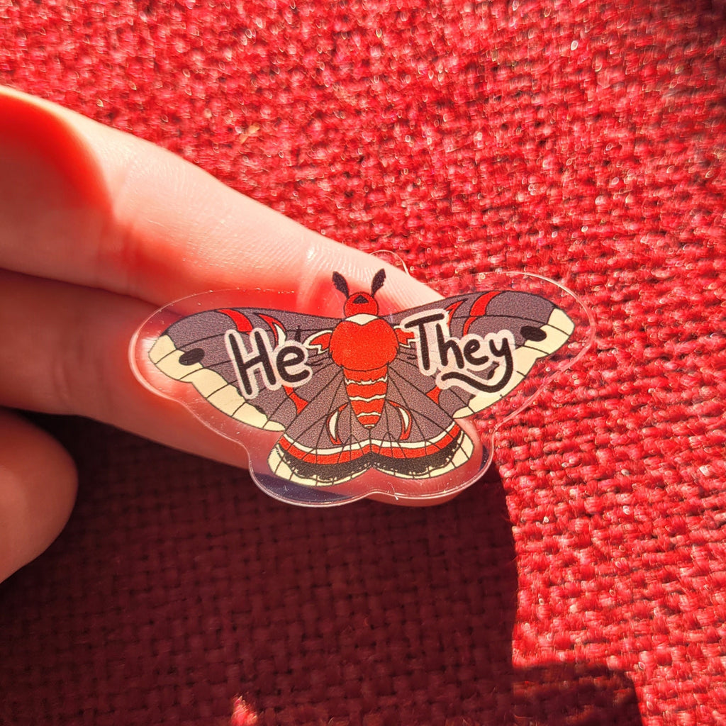 Moth Pronoun 2" Acrylic Pins